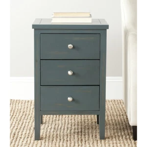 SAFAVIEH Deniz Nightstand With Storage Drawers | Dark Teal | - Picture 1 of 4