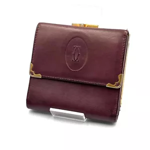 Cartier Wallet Bifold Purse Leather Must Line Red Authentic - Picture 1 of 18