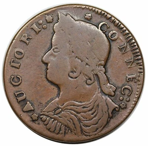 1787 Connecticut Copper, Draped Bust Left, scarce Miller 33.34-Z.11, R5 - Picture 1 of 2