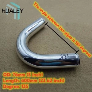 Tubo intercooler turbo aluminio codo 76 mm 3" 135 grados L = 600 mm - Imagen 1 de 2