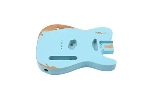 AE Guitars® T-Style Alder Replacement Guitar Body Relic Nitro Top Sonic Blue - Picture 1 of 12