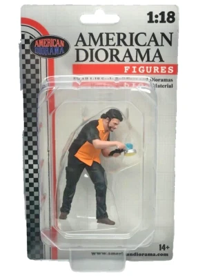 Car Detail Buff Wax Man Resin Model Figure Display 1/18 American Diorama 18604 - Image 1 of 4