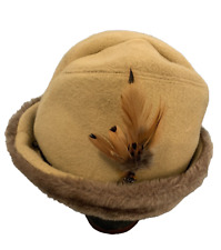 ENGLISH Vintage Mens Hunting Feather HAT Sherpa