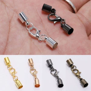 10Pcs Leather Cord Lobster Clasp Hooks End Tip Caps For Jewelry Making Bracelet - Picture 1 of 18