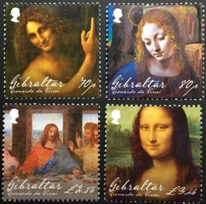 LEONARDO da VINCI Artist / Paintings / Portraits Stamp Set (2019 Gibraltar) - Picture 1 of 1