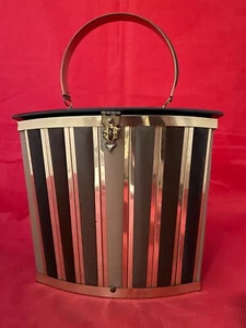 Black & Gold High Goldstrom Original Vintage Padded Box Purse Handbag 1950s MCM - Picture 1 of 9
