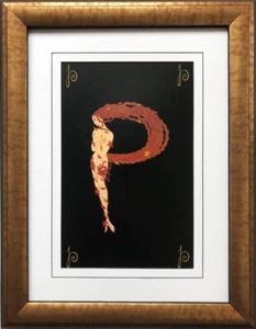 Erte "P" ENMARCADO PERSONALIZADO Vintage Impresión Art Deco Alfabeto Letras Suite NUEVO Moda - Imagen 1 de 3
