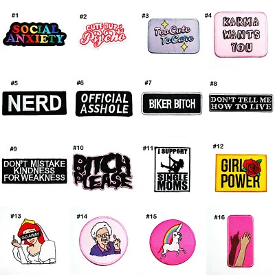 Motorcycles Biker Rock Punk Funny Adult Joke Quote Emblem Clothes Iron on Patch - Image 1 of 4