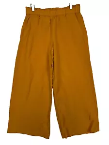 ann taylor wide leg pull on pants mustard yellow casual size medium - Picture 1 of 5