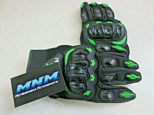 Black / Green Motorcycle Gloves - Protective for Kawasaki Rider ZX6R ZX10R Ninja
