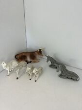 Lot Of Fontanini Depose 1980s Nativity Animals Lamb Cow Donkey (7 Pieces)
