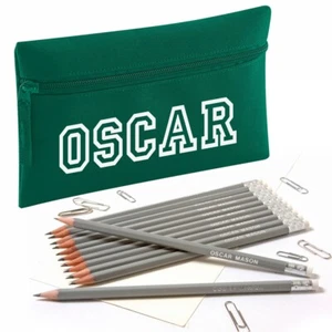 Estuche lápiz personalizado con 12 lápices HB con punta de goma en relieve - verde botella - Imagen 1 de 6