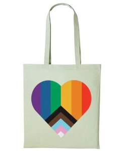 Tote Pride Heart Flag LGBTQ+ Shopping Reusable Shopper Shoulder Bag - Picture 1 of 10