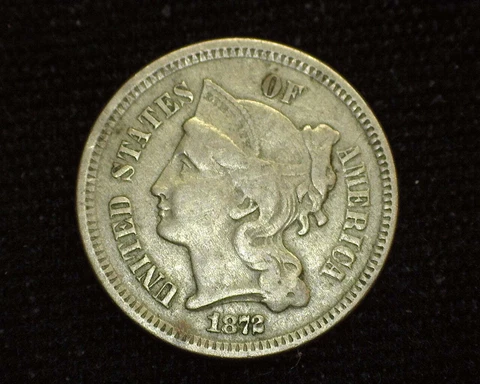 HS&C: 1872 Three Cent Nickel F/VF - US Coin Cover