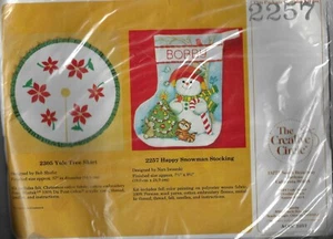 1983 The Creative Circle Kit 2257 Happy Snowman Stocking OOP - Picture 1 of 2
