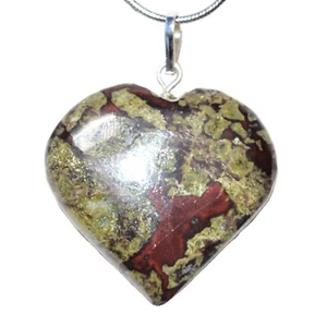 CHARGED Dragon's Blood Jasper Crystal Heart Pendant + Baby Selenite Puffy Heart - Picture 1 of 8