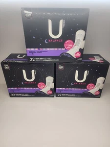 U by Kotex Balance, Extra Heavy Overnight Ultra Thin Pads + Wings, 66 Total Pads - Picture 1 of 3