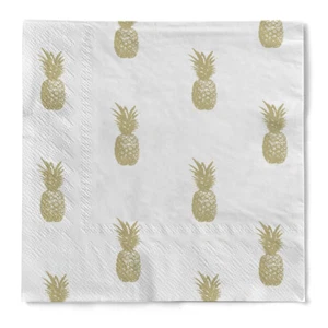 Cocktail-Serviette "Pinea" (Ananas) in Gold aus Tissue 3-lagig, 25 x 25 cm, 20 S - Bild 1 von 6