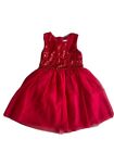 Cat & Jack red Girls Christmas Dress 6/6x EUC Sequins Tulle