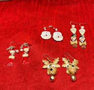 Menge 4 Paar Vintage Ohrringe Fisch Haken baumeln SUPER SÜSS & KITSCHIG FUN - Bild 1 von 5