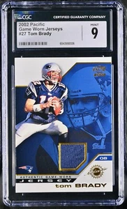 2002 Pacific Game-Worn Jerseys #27 TOM BRADY -- CGC 9 - MINT (POP 3 = TOP POP!) - Picture 1 of 3