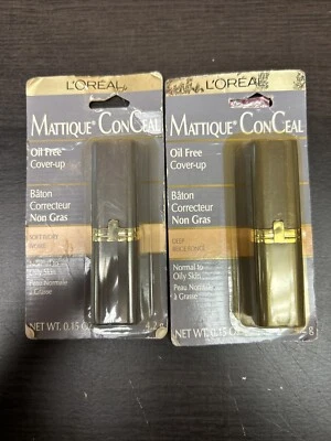 Lot Of 2 L'Oreal MATTIQUE OIL-FREE CONCEALER COVER-UP Deep Beige, Soft Ivory - Image 1 of 4