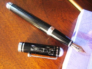 Collectible Classic Thick Bodied Black Golfer Fountain Pen 609 - Picture 1 of 5