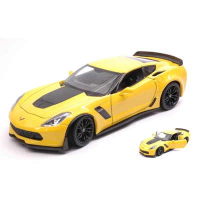 CHEVROLET CORVETTE Z06 2017 YELLOW 1:24 Welly Auto Stradali Modellino Nuovo - Immagine 1 di 3