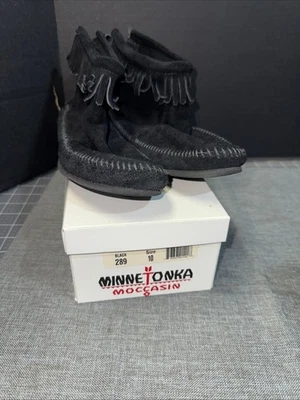 Botines de gamuza con flecos y mocasín Minnetonka talla 10 estilo 289 cremallera vintage Foto 1 de 4