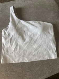 Lululemon geripptes asymmetrisches Yoga-Tanktop Nulu A/B-Cup Größe 6 weiß 52234 - Bild 1 von 8