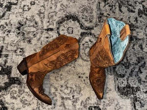 Botas Corral Marrón Cuero Trabajado con Incrustación de Pitón Mujer Talla 7.5 M C2152 - Imagen 1 de 17