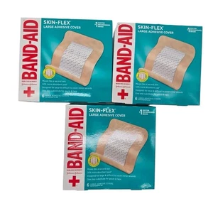 3x BAND-AID SKIN-FLEX LARGE ADHESIVE BANDAGES, 6CT EA (3 1/2" x 4") STERILE *NIB - Picture 1 of 1