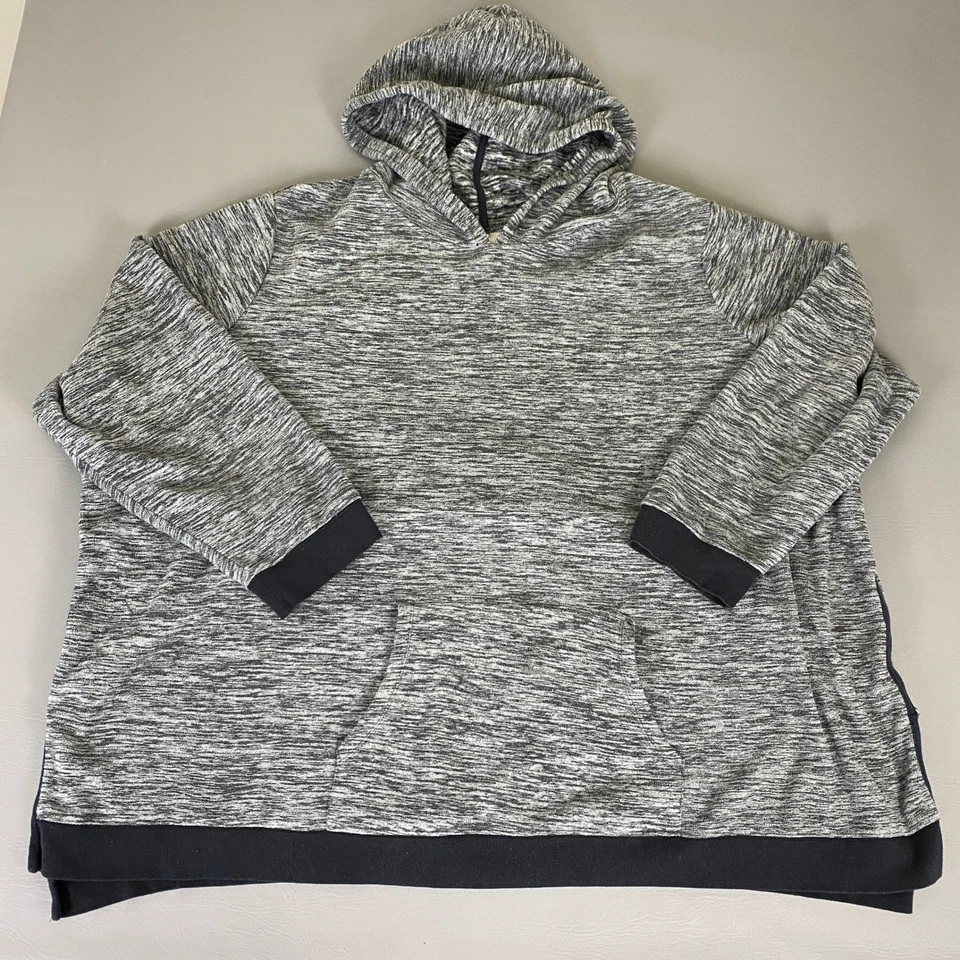 Женский свитер с капюшоном Woman Within Plus 4X пуловер с серой и черной отделкой - Изображение 1 из 4