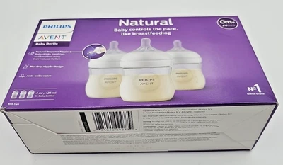 Philips Avent Natural Baby Bottles with Natural Response Nipples 3X 4 oz Bottles - Image 1 of 4