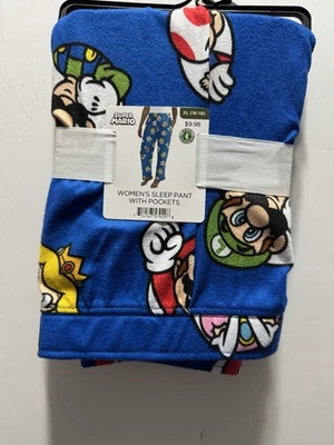 Super Mario Brothers Women’s Sleep Pants W/Pockets NWT SZ L (12-14) Pajamas  - Image 1 of 4