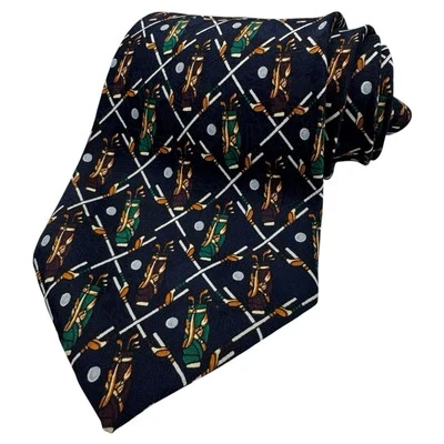 Corbata azul marino de A. Roger con tema de golf Foto 1 de 4