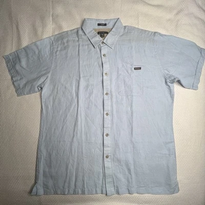 Camisa Eddie Bauer Para Hombres Grande Azul Calce Clásico Manga Corta Cuello Abotonado Foto 1 de 4