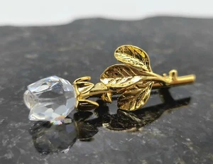 Swaovski Kristall Rose Brosche Label Pin in Gold, gemarkt - Bild 1 von 9