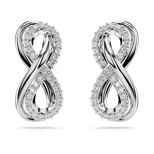 Swarovski Hyperbola Stud Earrings Infinity, White, Rhodium Plated 5687269 - Picture 1 of 5