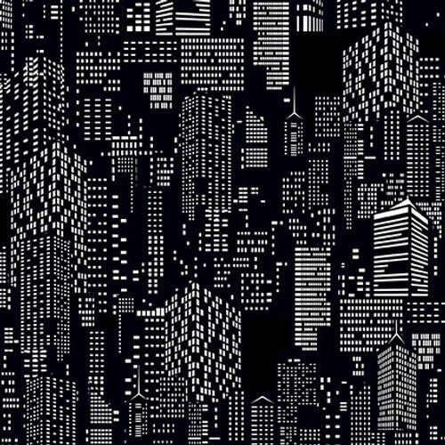 Impresión de tela negra Cotton Glow Crazy Glow in the Dark Buildings por yarda D768,82 Foto 1 de 1