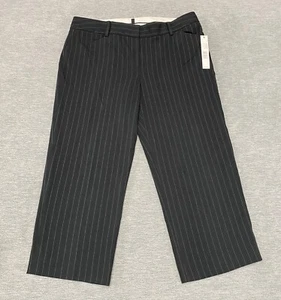 Tahari Pants Womens Size 6 Dress Pants Cropped Pinstriped Black Casual Work Pant - Picture 1 of 11