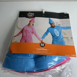 Crayon adult costume Hat Stickers Blue Pink Hyde and EEK New in Package Couples - Picture 1 of 5