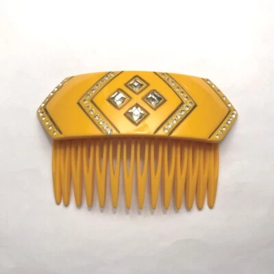 Vintage Fashion Hair Side Comb Women Fancy Crystal Rhinestone New Made in France - Image 1 of 4
