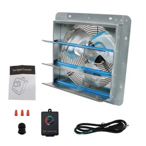 940CFM 12" Wall Mounted Shutter Exhaust Fan Aluminum High Speed With Controller - Picture 1 of 19