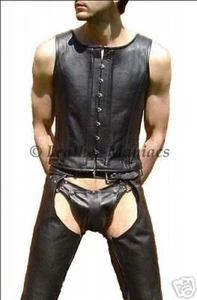 Neuf Homme Leder-Korsett Lederkorsett Corsage Hommes Corset - Bild 1 von 1