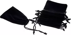 Mini Skater 50Pcs Jewelry Velvet Cloth Pouch Black Drawstring Small Bags for Dic - Picture 1 of 12