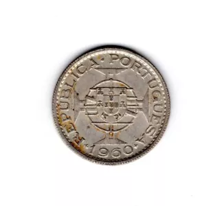 REPUBLICA PORTUGUESA 1960 10 ESCUDO SILVER COIN COLONIA DE MOCAMBQUE - Picture 1 of 2