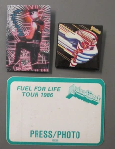 Judas Priest satin cloth backstage pass sticker Fuel For Life + 2 pins ! ! - Picture 1 of 2