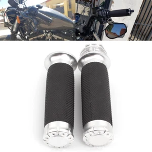 For VRSC XL XR Dyna Softail 96+ 1" Rubber Hand Grip Handle Bar Throttle Grip - Picture 1 of 11