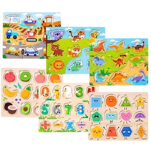 Puzzle in legno per bambini Gioco Puzzle di animali per bambini Regali per - Foto 1 di 39
